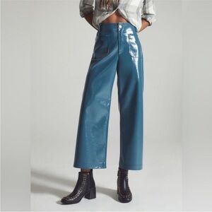 Anthropologie Maeve The Colette Pants in Blue Patent Leather Size 25